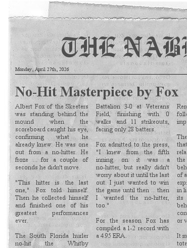 No-Hit Masterpiece by Fox Newspa20