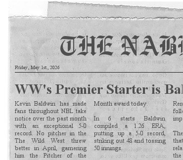 WW's Premier Starter is Baldwin Newspa28