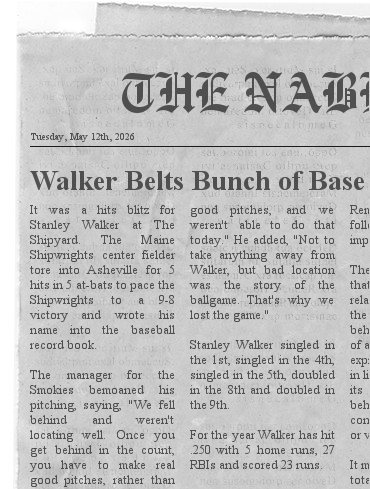 Walker Belts Bunch of Base Hits Newspa47