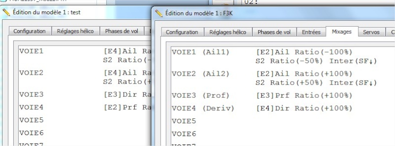 paramétrage pour mon F3K D10