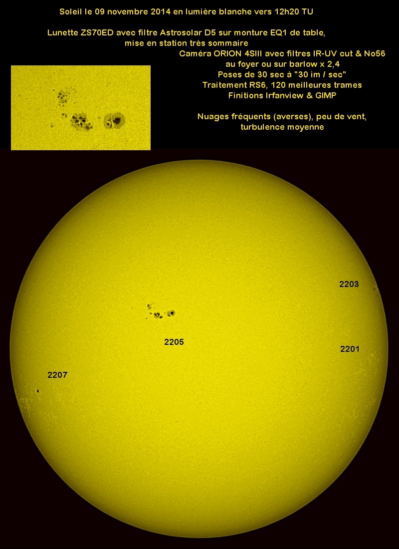 Soleil du 9 novembre vers 12h20 TU Soleil10