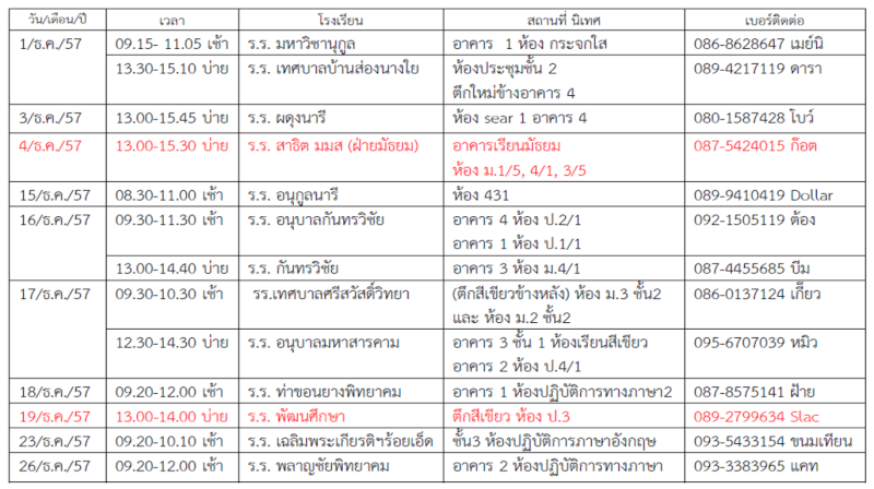 ตารางนิเทศภาคเรียนที่ 2/2557 (NEW แก้ไข) Aoaaaa19