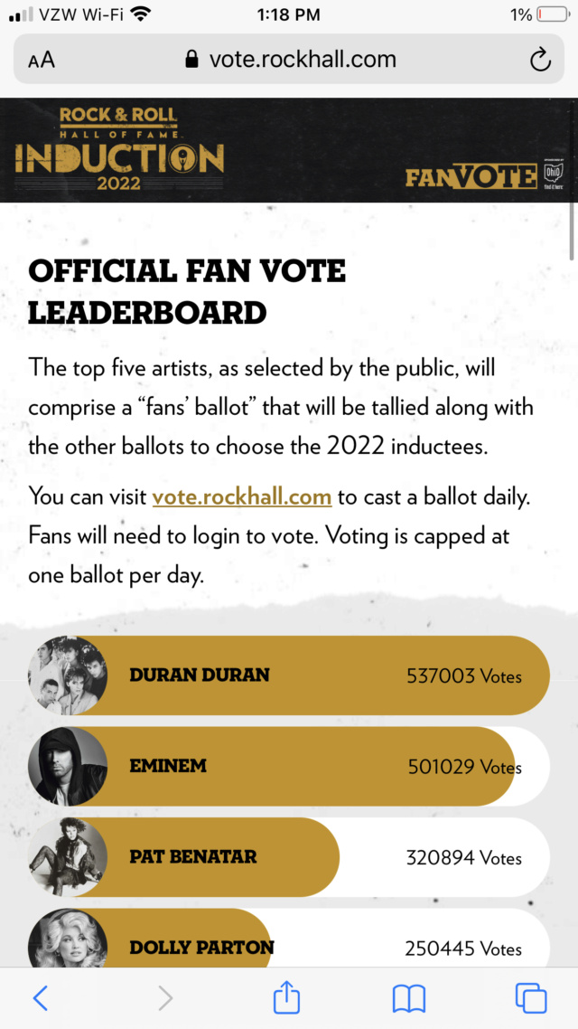 When Duran Duran is deservedly voted into the rock & roll HOF this year Cdade510