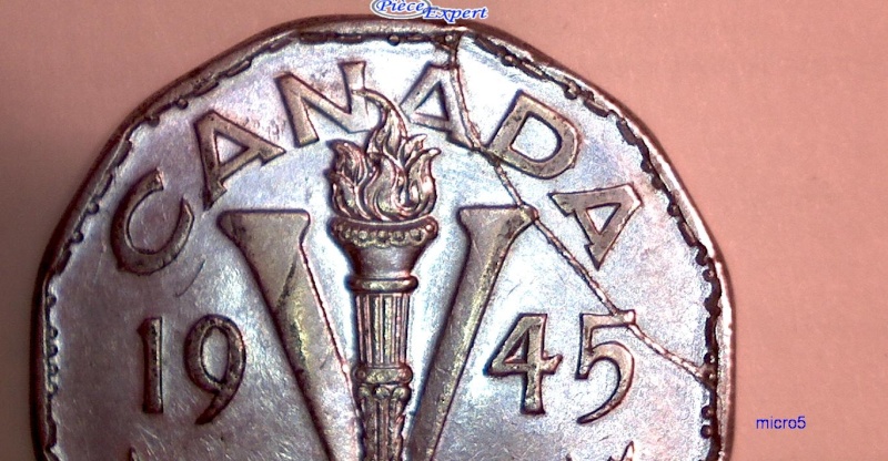 1945 - Coin Cassé & Retenu "Revers" (Retained Broken Die)  5_cent13