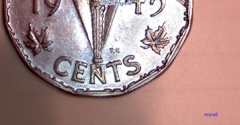 1945 - Coin Cassé & Retenu "Revers" (Retained Broken Die)  5_cent16