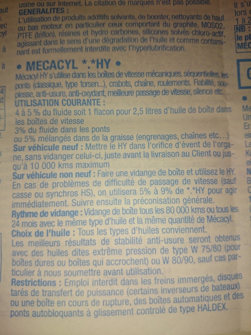 Huile de boite de vitesses pour 2.0 16S Mycacy12