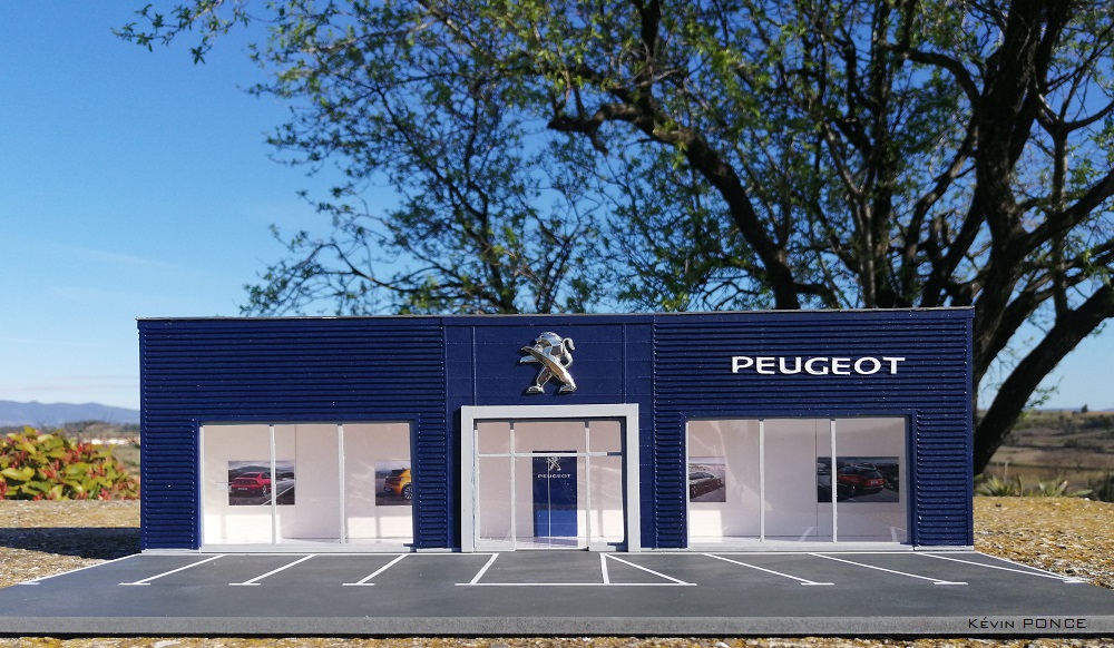 Maquette n°075 : La Concession Peugeot style actuel 075-2013