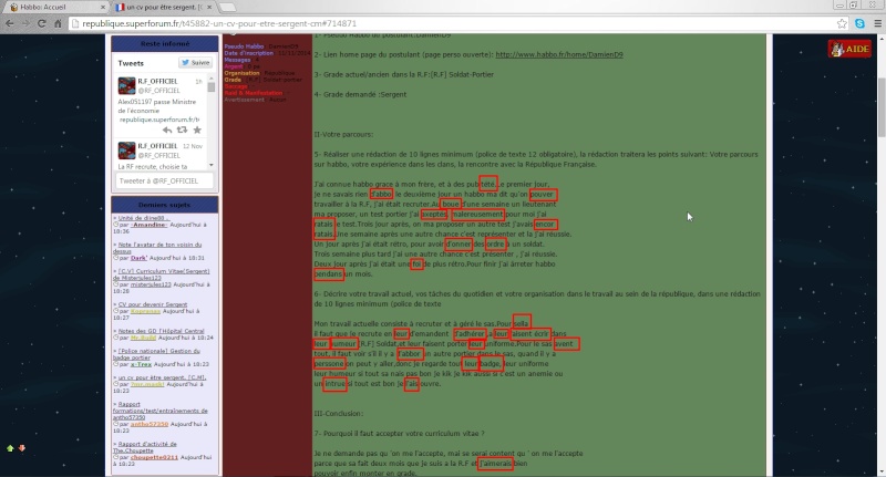 un cv pour ètre sergent. [C.M]. Faute_10