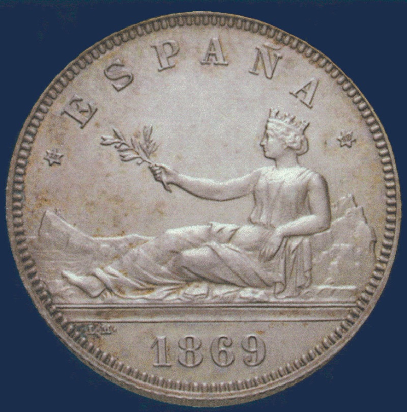 Duro de plata 1869 5peset10