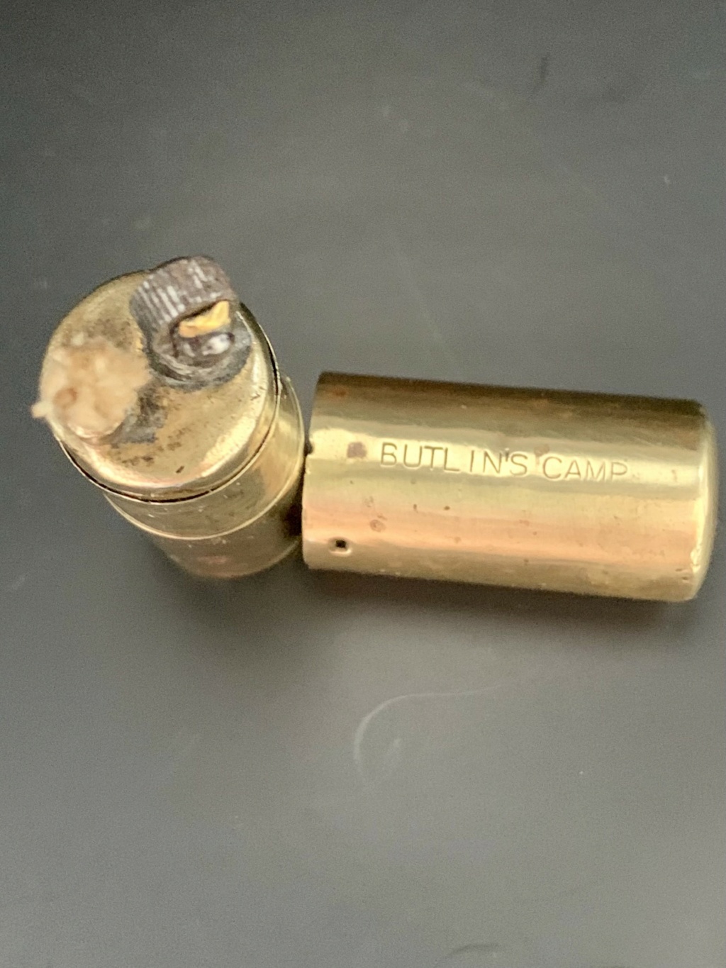 Very interesting  Brass Lighter marked Butlins Camp  212