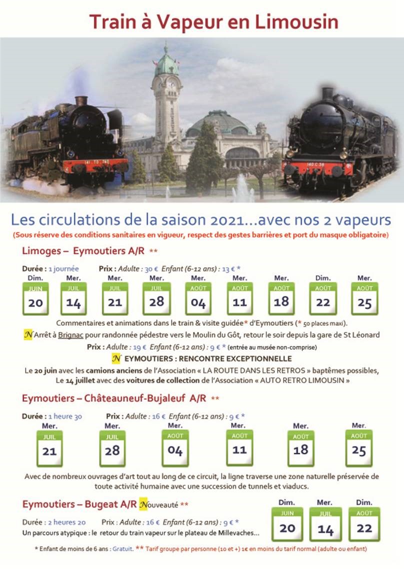Train à vapeur en Limousin : programme 2021 Cftlp110