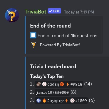 August 12th, trivia game Trivvi10