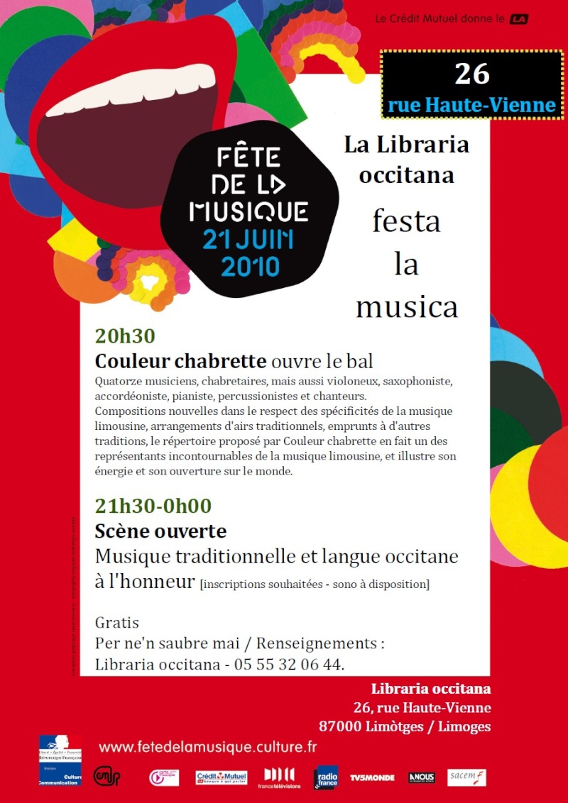 La libraria occitana de Limòtges festa la musica Aficha10