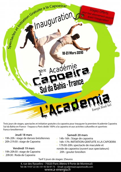 Inauguration L'Academia Capoeira Sul da Bahia France! Flyer10