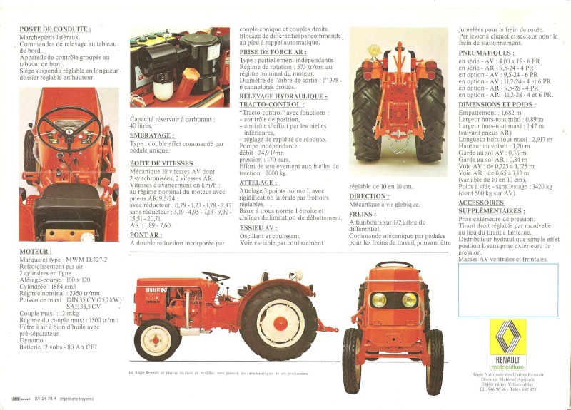 Tracteur étroit pour maraîchage Renaul12