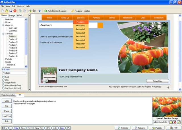 A4DeskPro Flash Website Builder 4.11 Multilingual Portable 0210