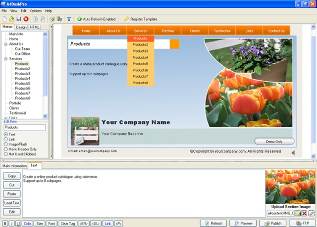 A4DeskPro Flash Website Builder 4.11 Multilingual Portable  0210