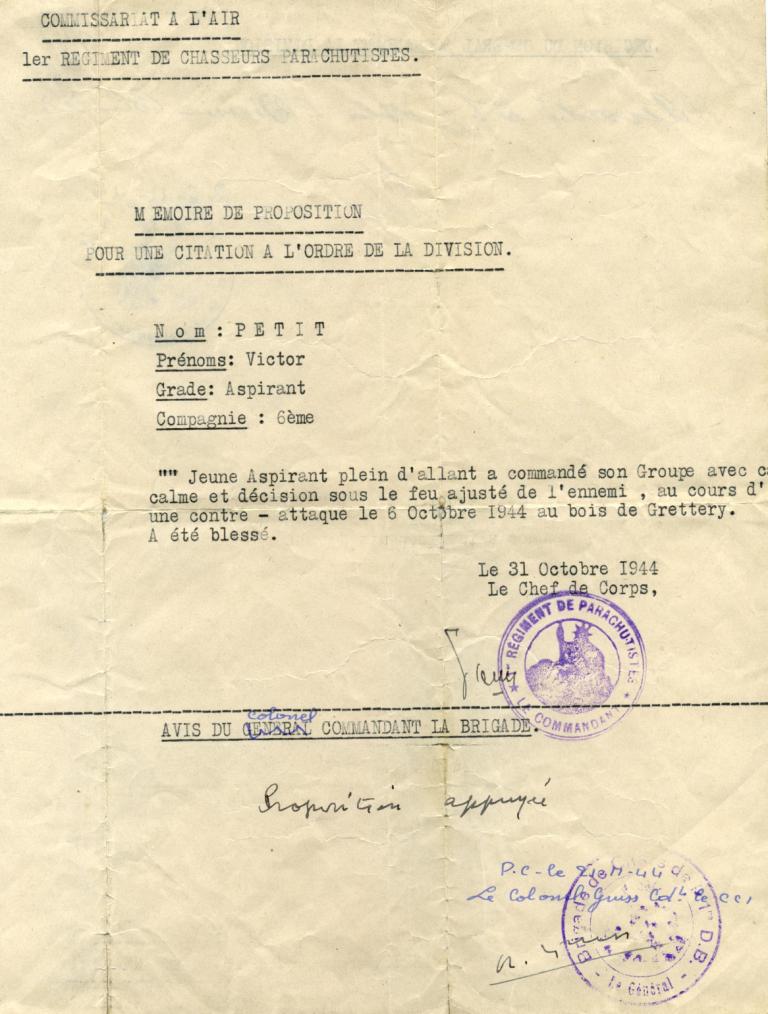 PETIT Victor - brevet n°893 à FEZ (Maroc) Représenté par son fils Denis Citati10