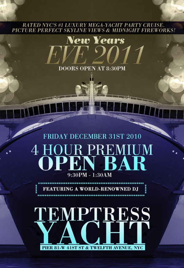 Temptress Yacht NYC's #1 Luxury Mega-Yacht Party Cruise. Picture Perfect Skyline Views get ticket today Temptr10