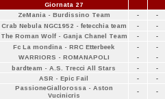 RISULTATI XXVI GIORNATA, CLASSIFICA, PROSSIMO TURNO Prox12