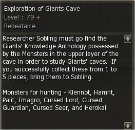 [L2] [QUEST] 79+ Exploration of the Giants' Cave - Part 1 (Recipes Armas Dynasty o Mats) Gc10