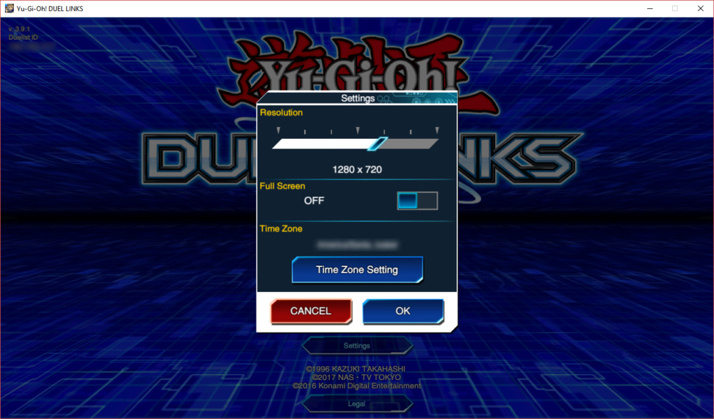 Changing the Duel Links screen resolution Resolu10