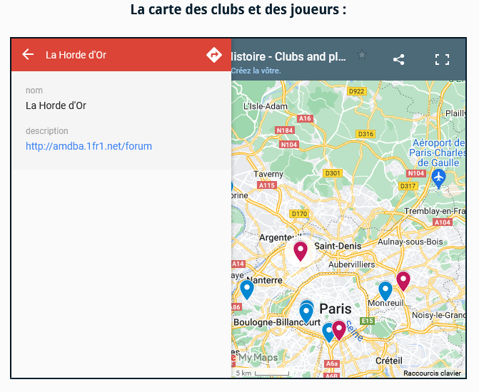 La carte des clubs et des joueurs Scree205