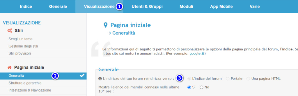 Visualizzare solo il portale senza l'Indice 2023-110