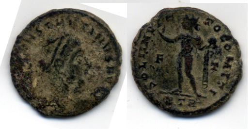 Nummus de Constantino I. SOLI INVICTO COMITI. Trier Carlos24