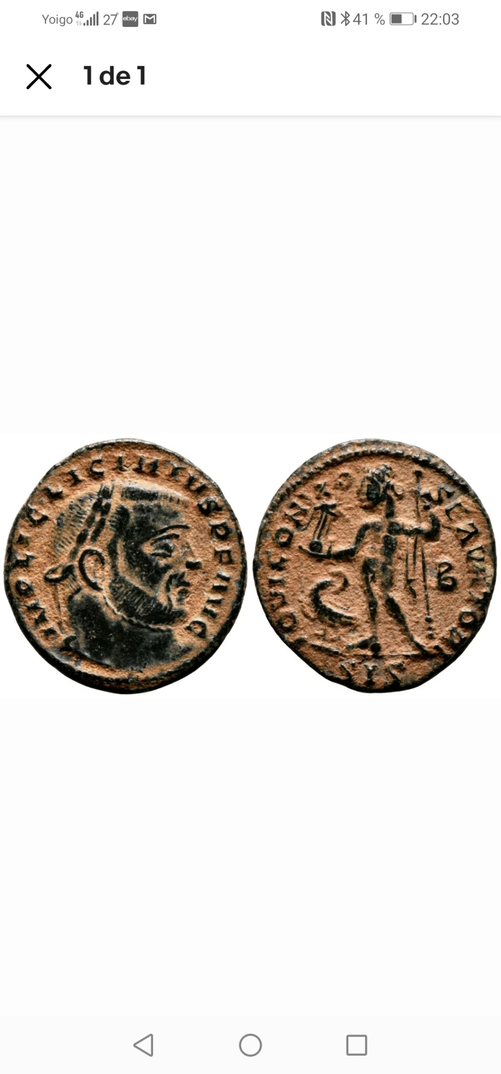 Nummus de Licinio I. IOVI CONSERVATORI. Júpiter a izq. Siscia Screen12