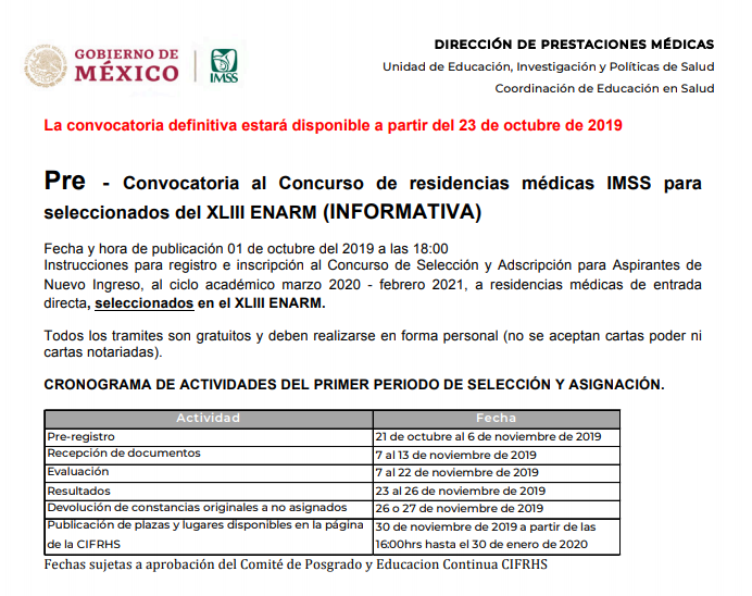 PRE-Convocatoria IMSS 2020  Annota10