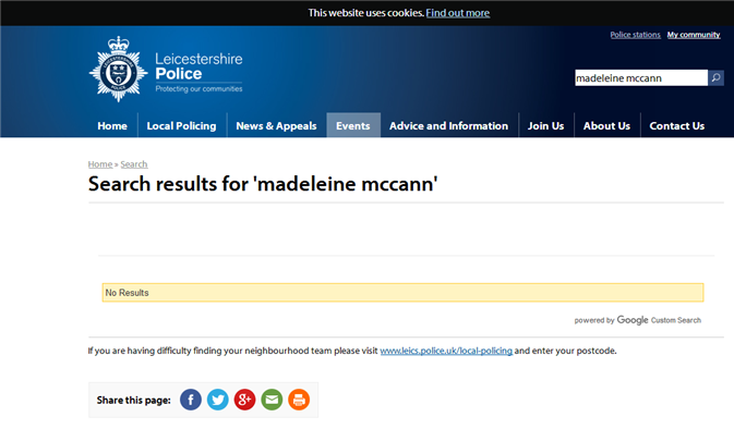 Why has Leics police removed all mention of Maddy from their website? 111