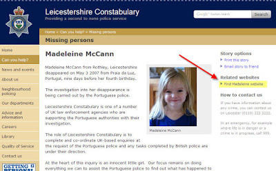 Why has Leics police removed all mention of Maddy from their website? Leics_10