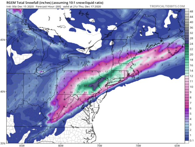 12/16 to 12/17 Godzilla - 1st Call Snow Map 13141610