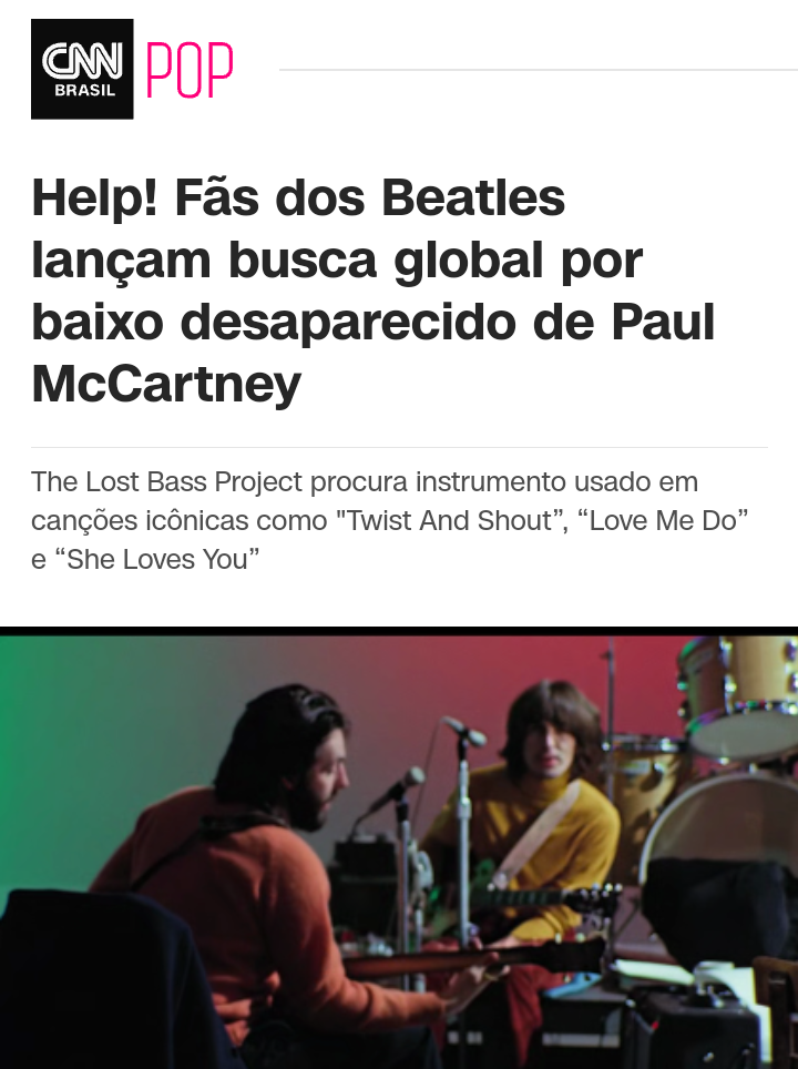 Projeto busca por baixo desaparecido de Paul MacCartney. Scree397