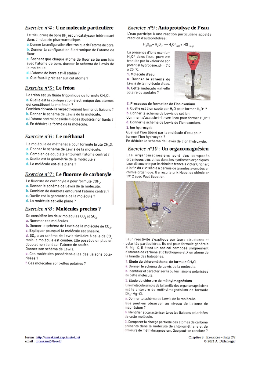 Exercices : Molécules et ions Exerci91
