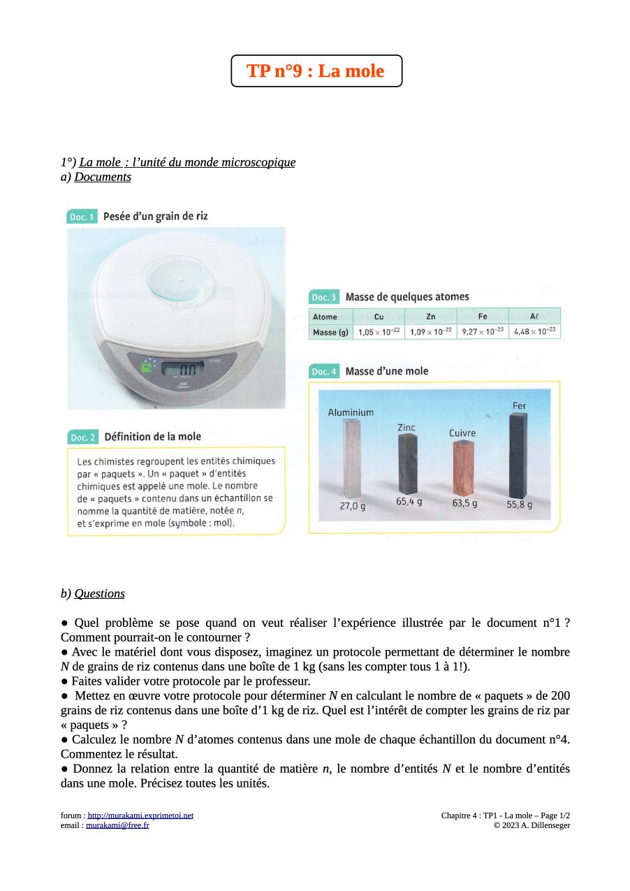 TP n°9 : La mole Tp1-la21