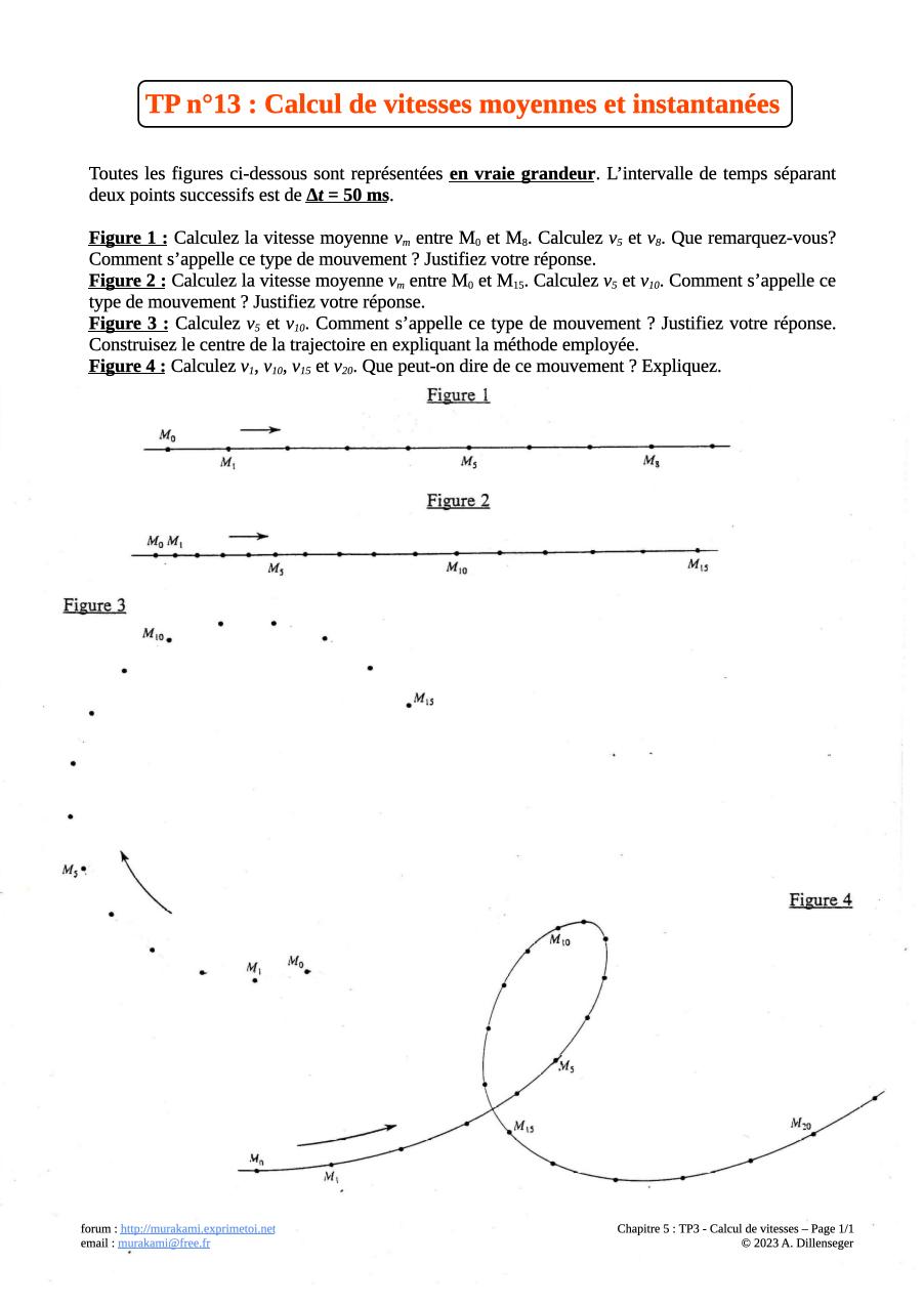 TP n°13 : Calcul de vitesses moyennes et instantanées Tp3-ca10