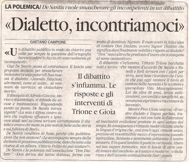 DIALETTO & POLEMICHE - da LA GAZZETTA DEL MEZZOGIORNO DEL 14.12.2006 e SEGUENTI Dia_5_11