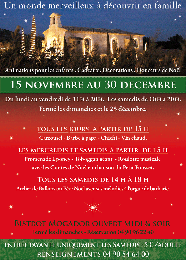 Balade "Féerie de Noël" samedi 18 décembre + menu à choisir Progra10