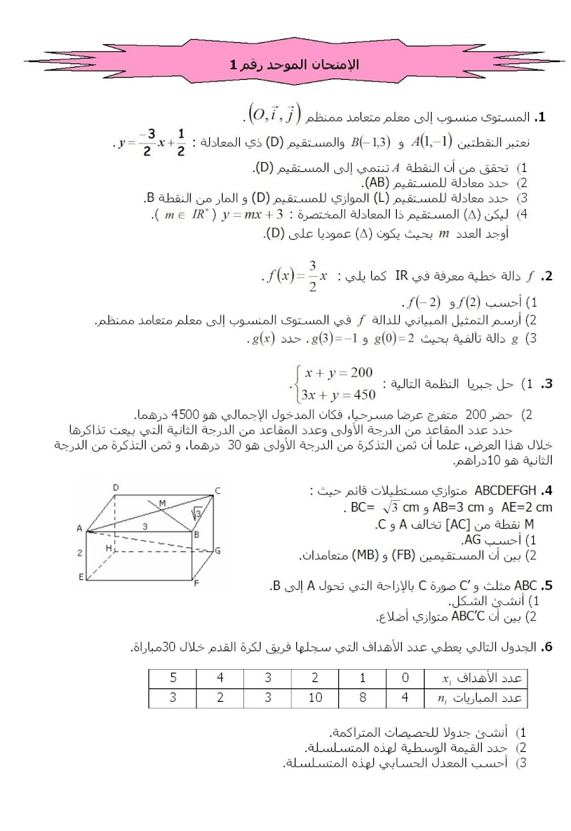 نموذج لامتحان موحد 1 Exam110