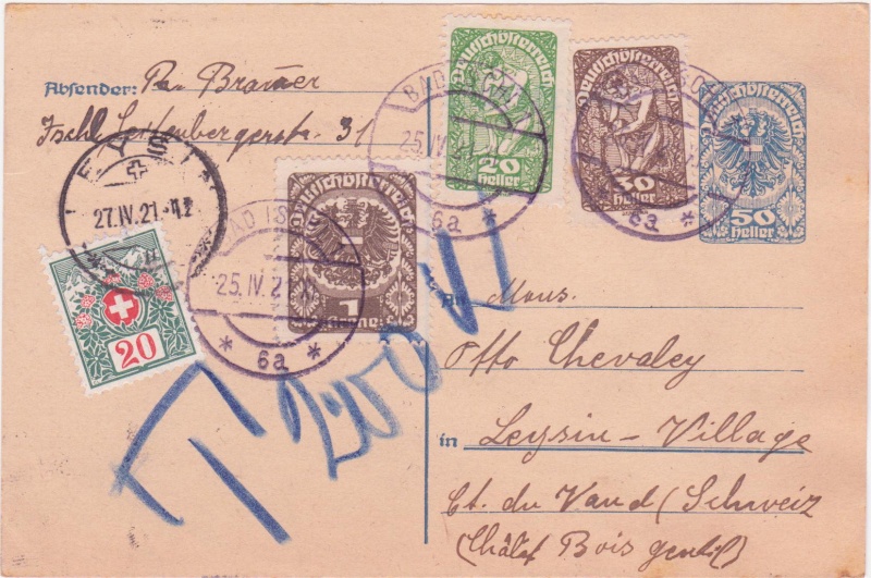 Postkartenserie "Neuer Wappenadler", Inschrift "Deutschösterreich" 192110