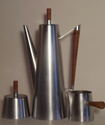 Mid Century Modern Coffee Set brushed metal made in Italy P1010012