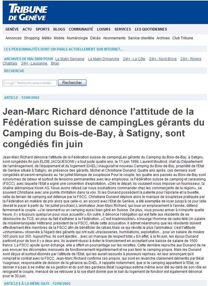 2002-06-12 Tribune de Genève, Jean-Marc Richard dénonce l'attitude de la Fscc 2002-011