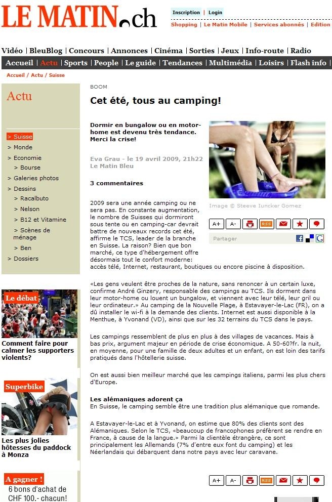2009-04-19 LeMatin.ch Cet été tous au camping, Wifi, Tcs 2009-011