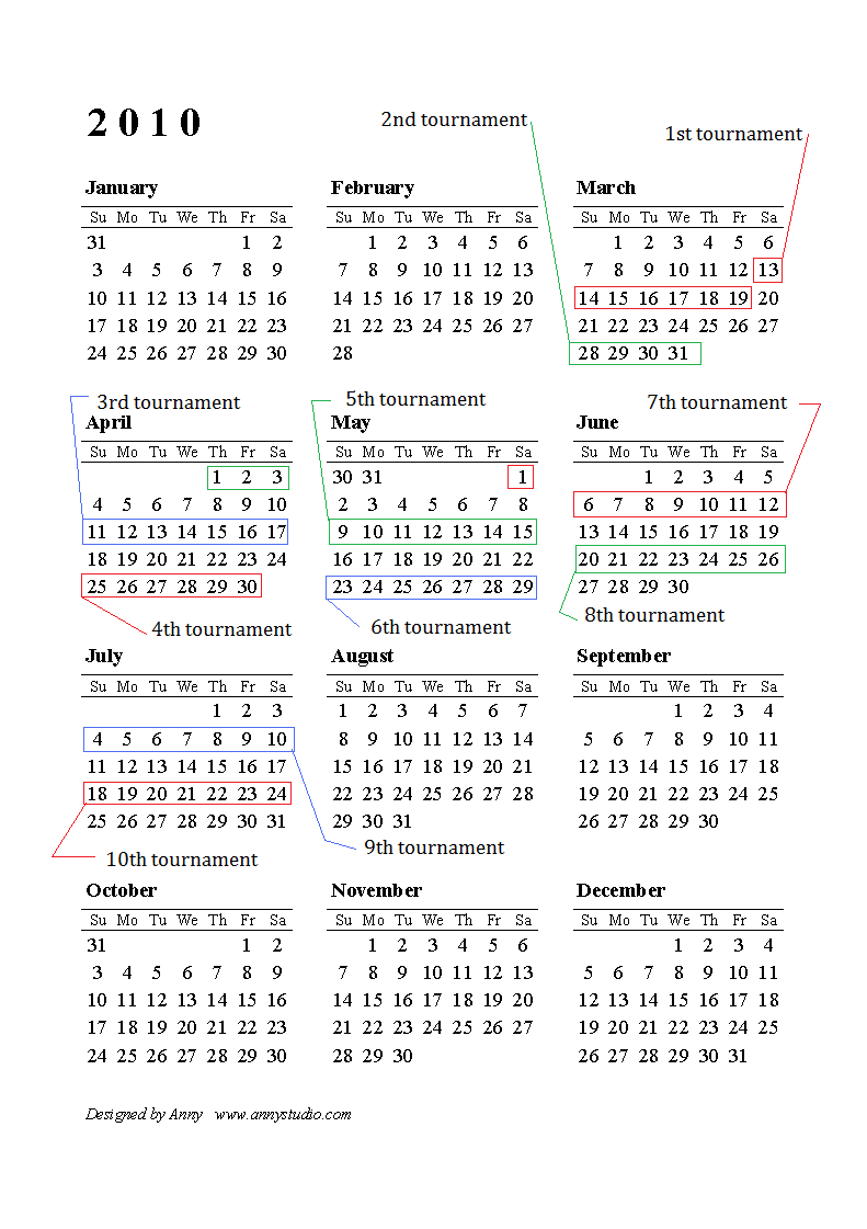 AINTA - Tournaments Schedule Calend10