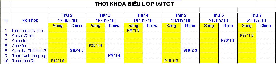 Thời khóa biểu từ ngày 17/5 - 22/5/2010 Tkb11