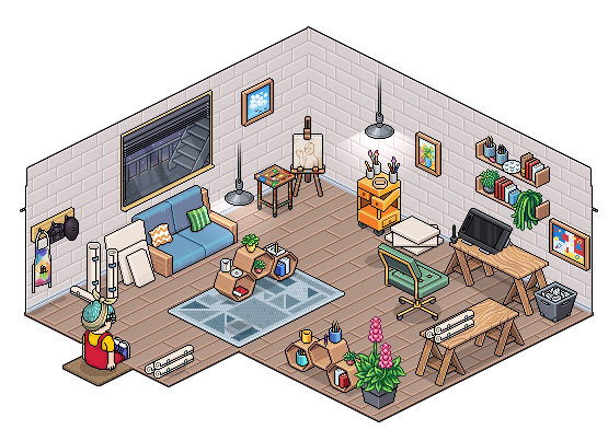 giugno2023 - Reinserito affare stanza Studio dell'artista in catalogo su Habbo Screen34