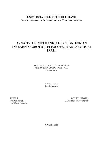 رسالة دكتوراة بعنوان Aspects of Mechanical Design for an  Infrared Robotic Telescope in Antarctica - Irait A_o_m_11