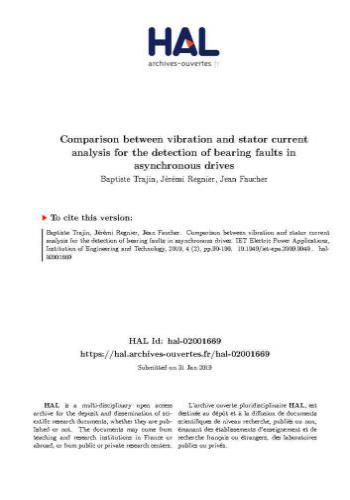 بحث بعنوان Comparison Between Vibration and Stator Current Analysis for the Detection of Bearing Faults in Asynchronous Drives  C_b_v_10